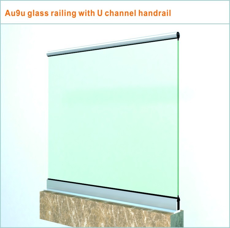 Aluminum glass railing system 12 to 19mm aluminum u channel frameless glass railing for balcony