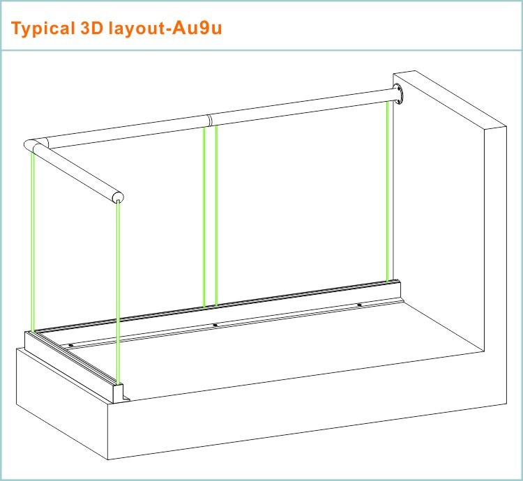 Aluminum glass railing system 12 to 19mm aluminum u channel frameless glass railing for balcony