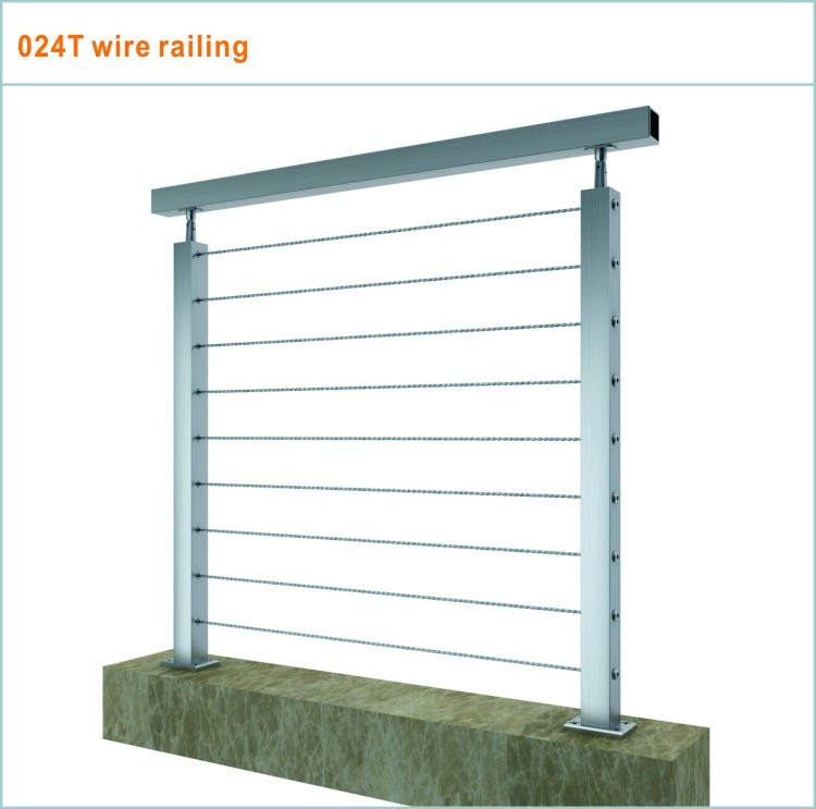 prefabricated deck wire railing with wire rope tensioners(024)