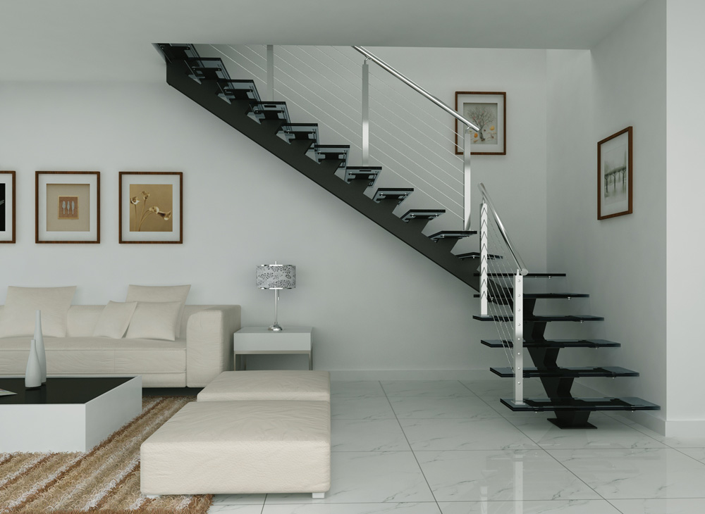 High quality glass staircase with cable railing(HS-RHS BEAM-GT-24)