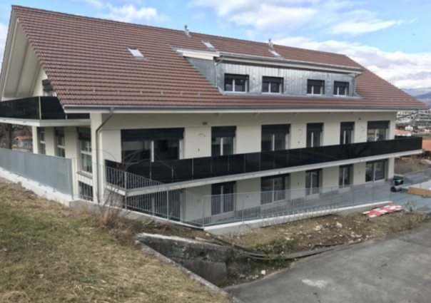 Aluminum u channel railing with gray laminated glass project in Switzerland,2019