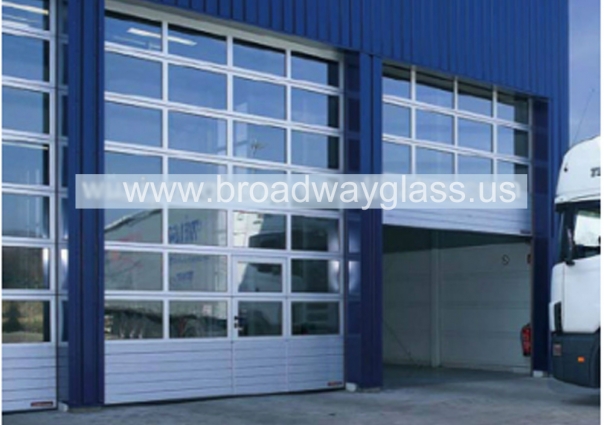 Automatic glass sectional garage door for factory