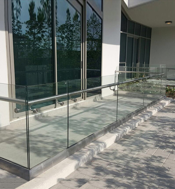Alu u channel balustrade profiles led glass railing