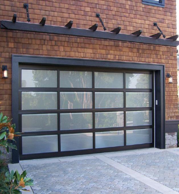 PC glass see through sectional garage door