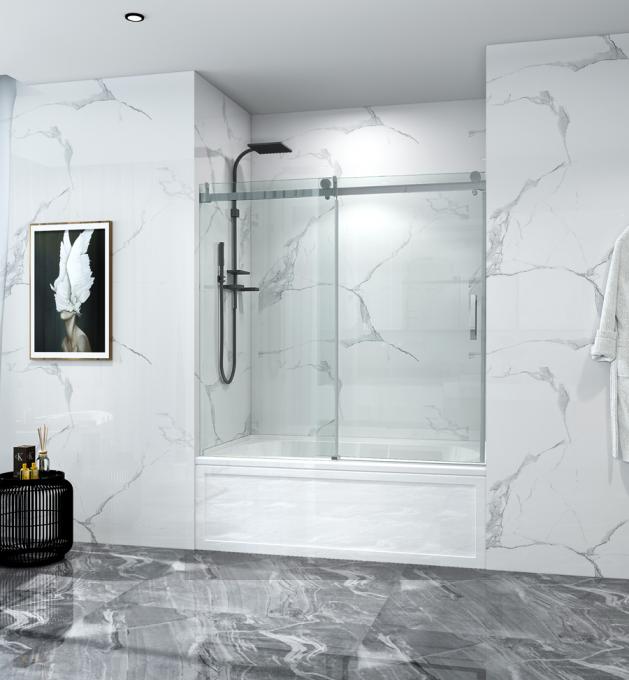 SS10 silvery shower door with bathtub