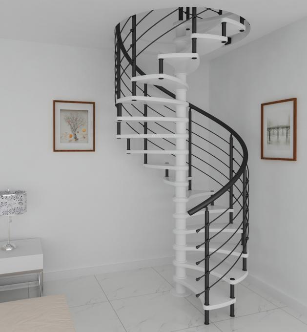 internal spiral stairs wood tread professional style with pvc handrail(HS-SPIRAL-WT-BAR)