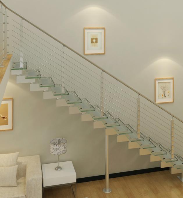 Carbon steel beam staircase with frameless tempered glass railing(HS-SM BEAM-WT-23)